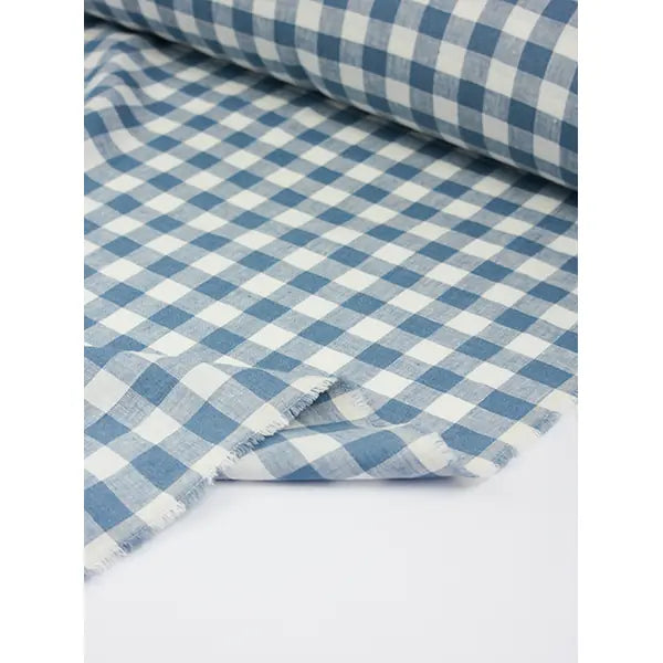 Laundered Linen Gingham Fabric - Delft – view 7 – Truro Fabrics