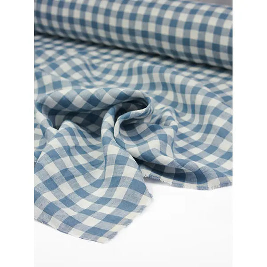 Laundered Linen Gingham Fabric - Delft – Truro Fabrics