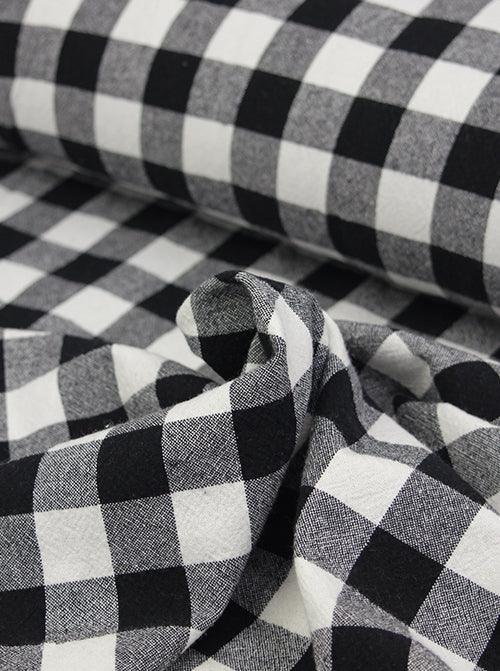 Organic Washed Cotton Jumbo Gingham Fabric - Black