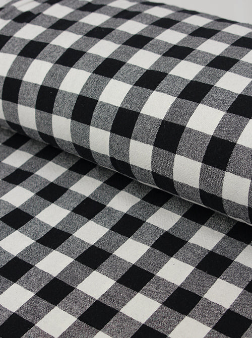 Organic Washed Cotton Jumbo Gingham Fabric - Black