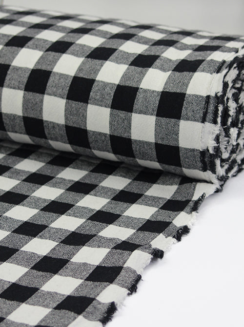 Organic Washed Cotton Jumbo Gingham Fabric - Black