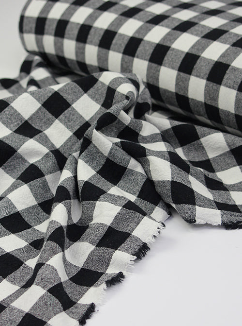 Organic Washed Cotton Jumbo Gingham Fabric - Black