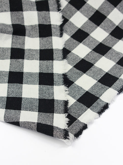 Organic Washed Cotton Jumbo Gingham Fabric - Black