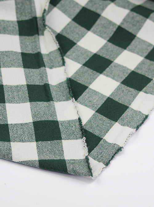 Organic Washed Cotton Jumbo Gingham Fabric - Pine