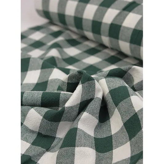 Organic Washed Cotton Jumbo Gingham Fabric - Pine | Truro Fabrics