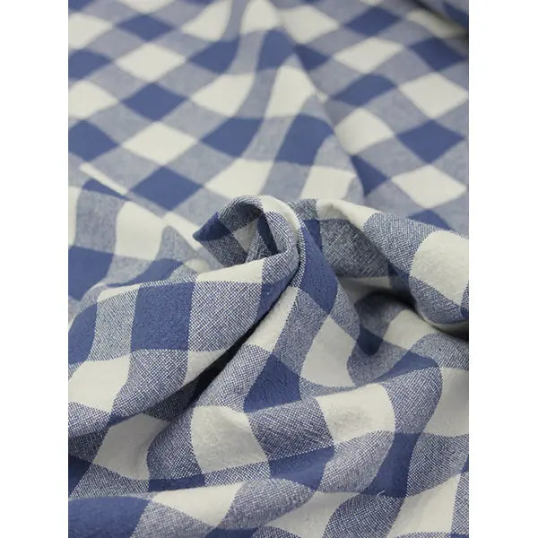 Organic Washed Cotton Jumbo Gingham Fabric - Blueberry – view 2 – Truro Fabrics