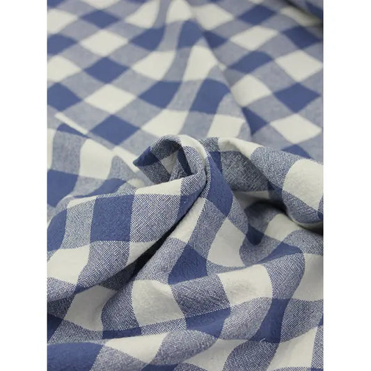 Organic Washed Cotton Jumbo Gingham Fabric - Blueberry – view 2 – Truro Fabrics