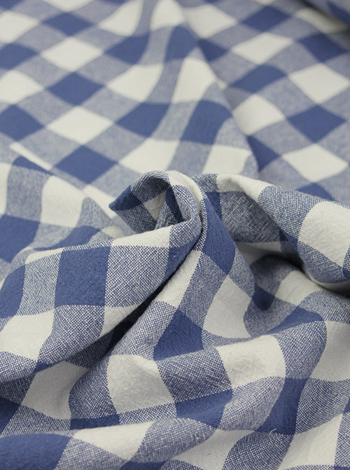 Organic Washed Cotton Jumbo Gingham Fabric - Blueberry