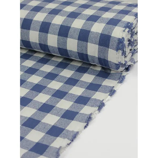 Organic Washed Cotton Jumbo Gingham Fabric - Blueberry – view 3 – Truro Fabrics