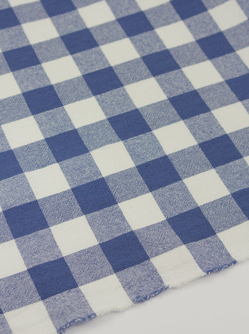 Organic Washed Cotton Jumbo Gingham Fabric - Blueberry