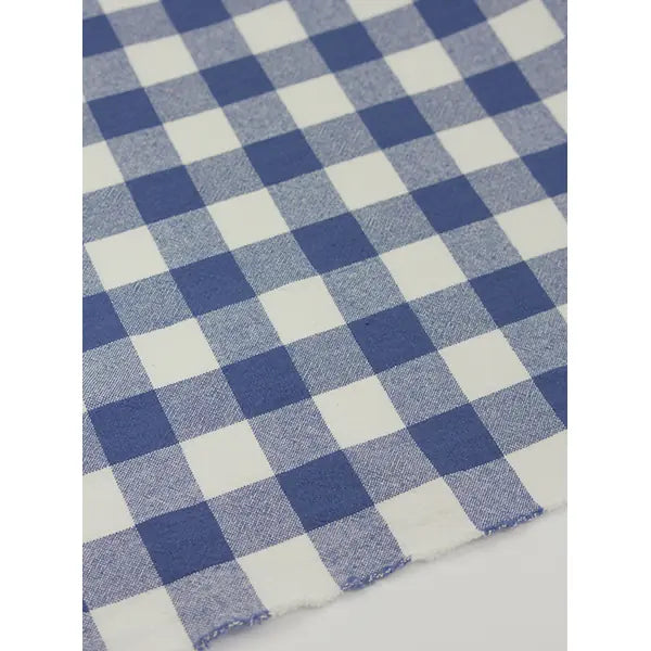 Organic Washed Cotton Jumbo Gingham Fabric - Blueberry – view 4 – Truro Fabrics