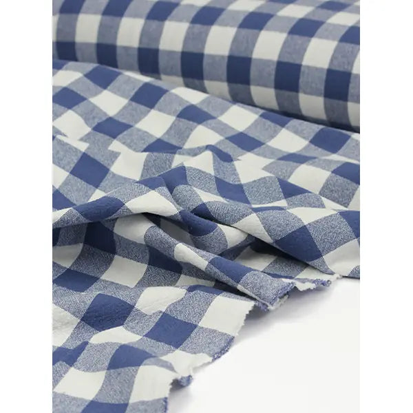 Organic Washed Cotton Jumbo Gingham Fabric - Blueberry – view 5 – Truro Fabrics