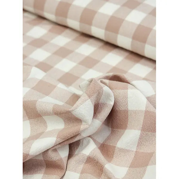 Organic Washed Cotton Jumbo Gingham Fabric - Shell | Truro Fabrics