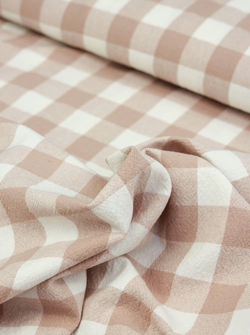 Organic Washed Cotton Jumbo Gingham Fabric - Shell