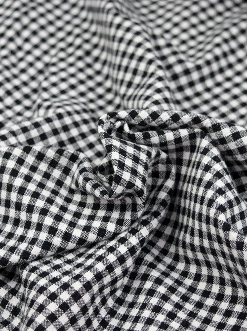 Organic Washed Cotton Mini Gingham Fabric - Black