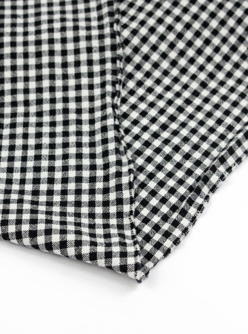 Organic Washed Cotton Mini Gingham Fabric - Black