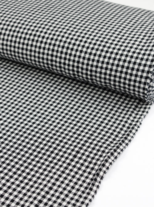 Organic Washed Cotton Mini Gingham Fabric - Black
