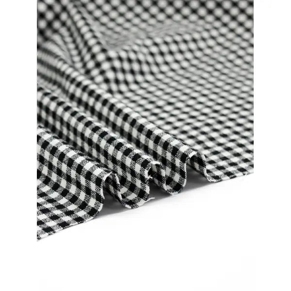 Organic Washed Cotton Gingham Fabric - Black | Truro Fabrics