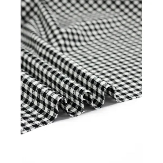 Organic Washed Cotton Gingham Fabric - Black | Truro Fabrics