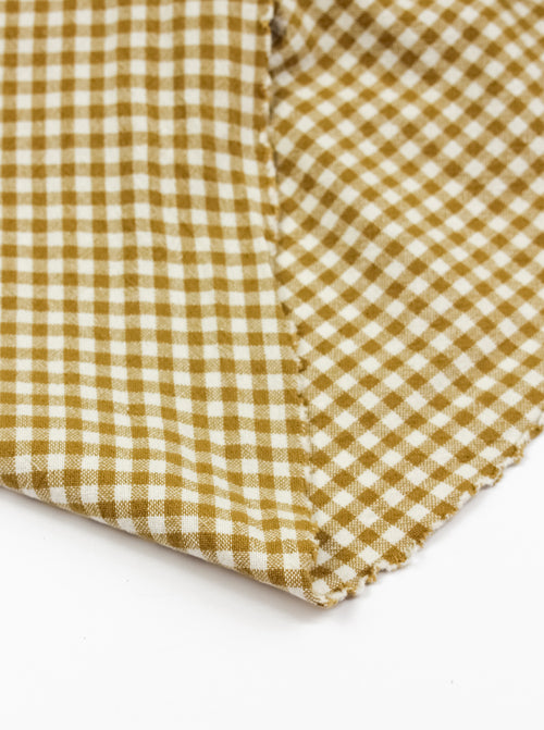 Organic Washed Cotton Mini Gingham Fabric - Miso