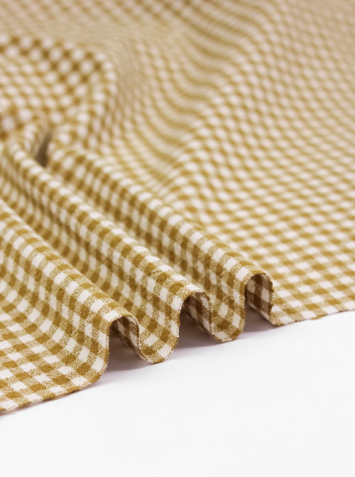 Organic Washed Cotton Mini Gingham Fabric - Miso