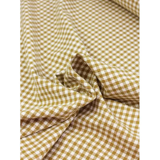 Organic Washed Cotton Gingham Fabric - Miso | Truro Fabrics