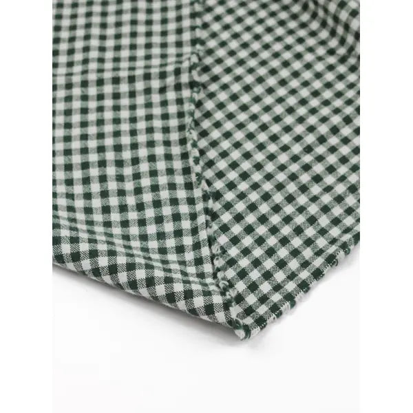 Organic Washed Cotton Gingham Fabric - Pine Green – view 2 – Truro Fabrics