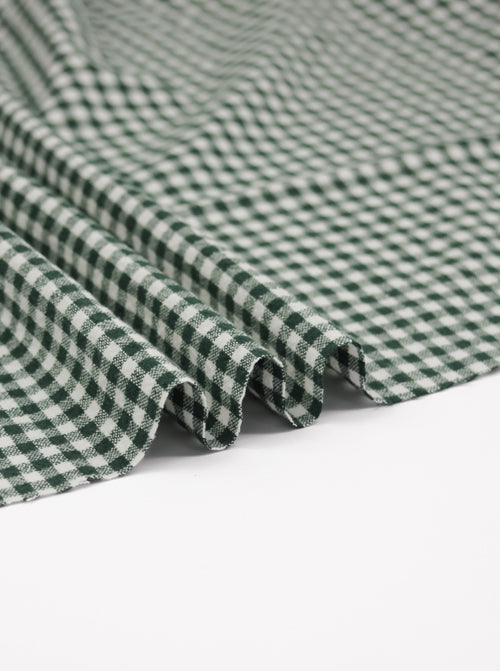 Organic Washed Cotton Mini Gingham Fabric - Pine Green