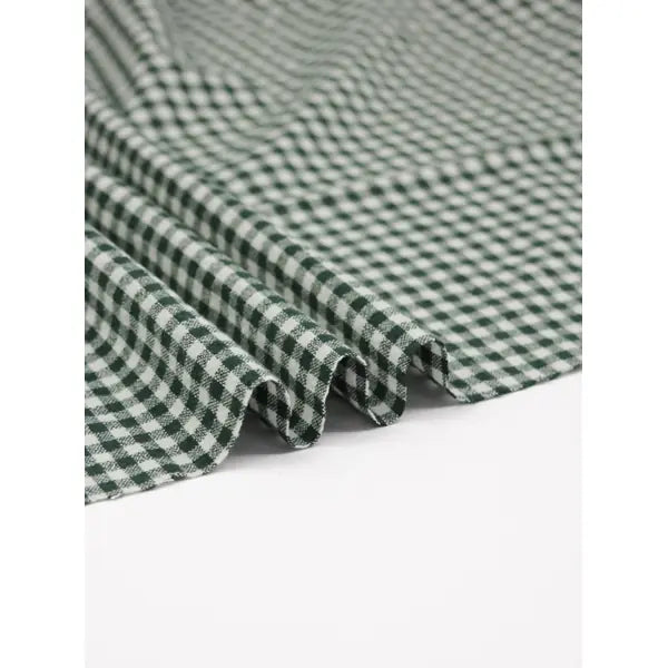 Organic Washed Cotton Gingham Fabric - Pine Green – view 3 – Truro Fabrics