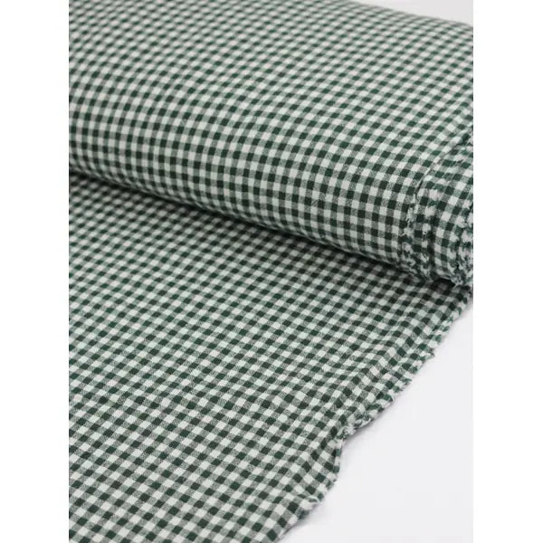 Organic Washed Cotton Gingham Fabric - Pine Green – view 4 – Truro Fabrics