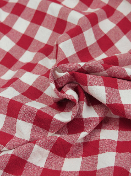 Organic Washed Cotton Jumbo Gingham Fabric - Strawberry