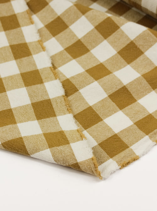 Organic Washed Cotton Jumbo Gingham Fabric - Miso