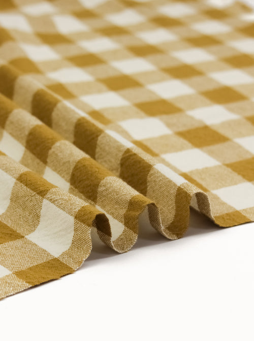Organic Washed Cotton Jumbo Gingham Fabric - Miso