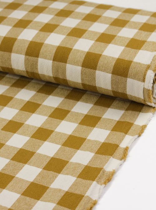 Organic Washed Cotton Jumbo Gingham Fabric - Miso