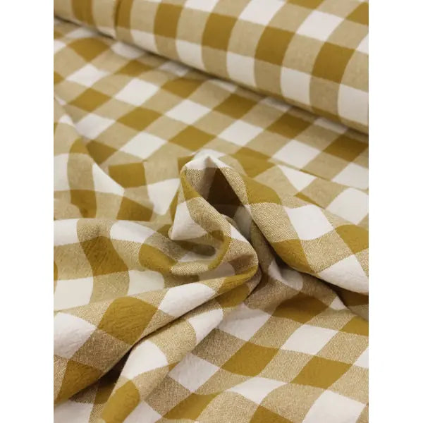 Organic Washed Cotton Jumbo Gingham Fabric - Miso | Truro Fabrics