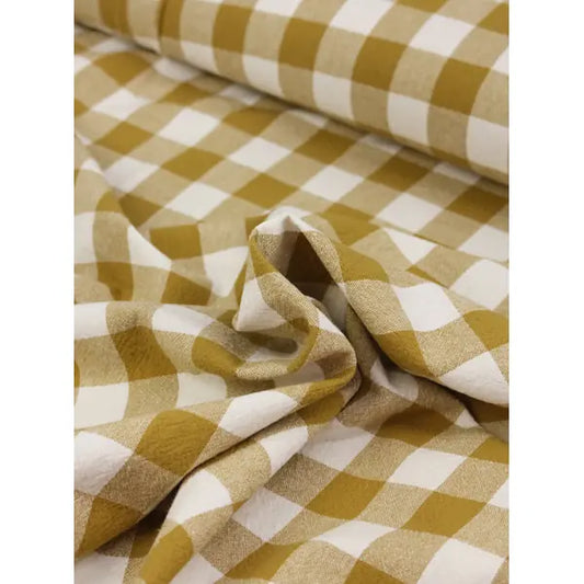 Organic Washed Cotton Jumbo Gingham Fabric - Miso | Truro Fabrics