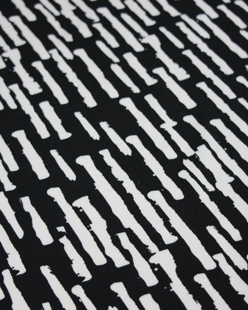 Black and white patterned viscose twill fabric texture