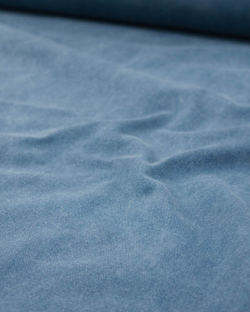 Heavy cotton blend canvas fabric in blue