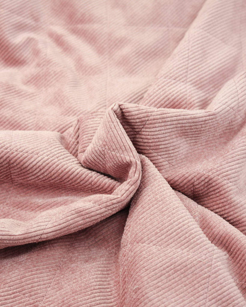 Quilted Sherpa Cord Fabric - Blush