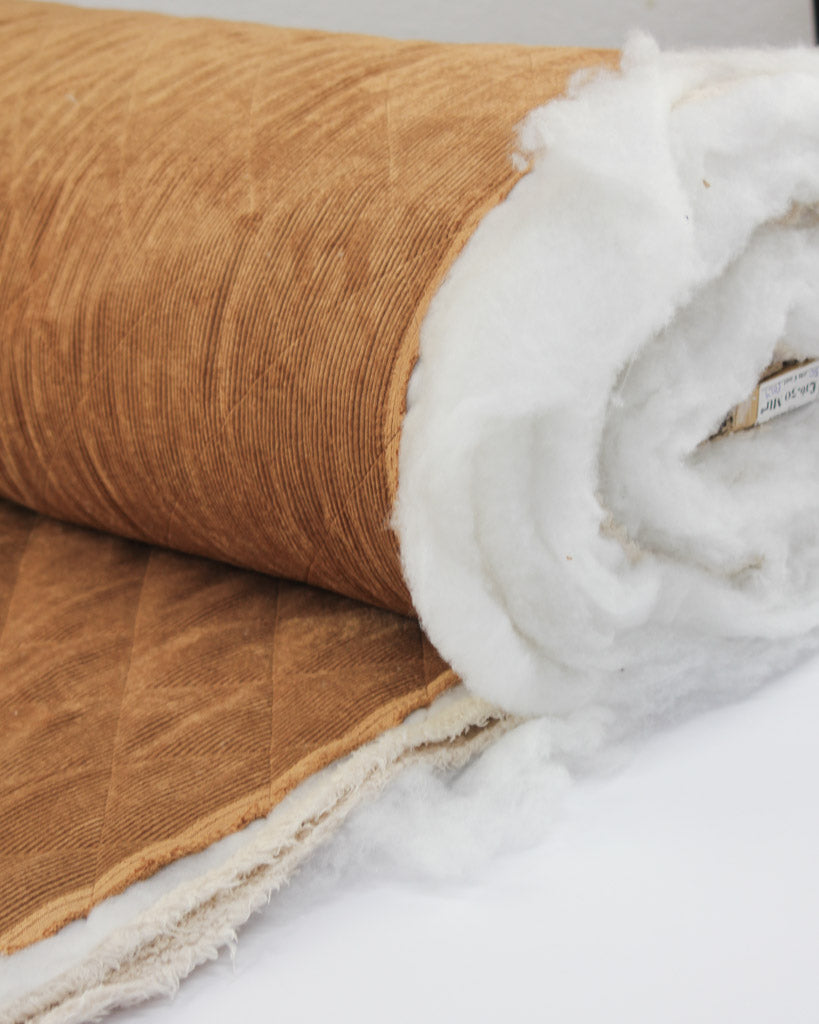 Quilted Sherpa Cord Fabric - Toffee