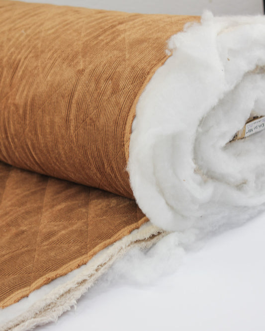 Quilted Sherpa Cord Fabric - Toffee
