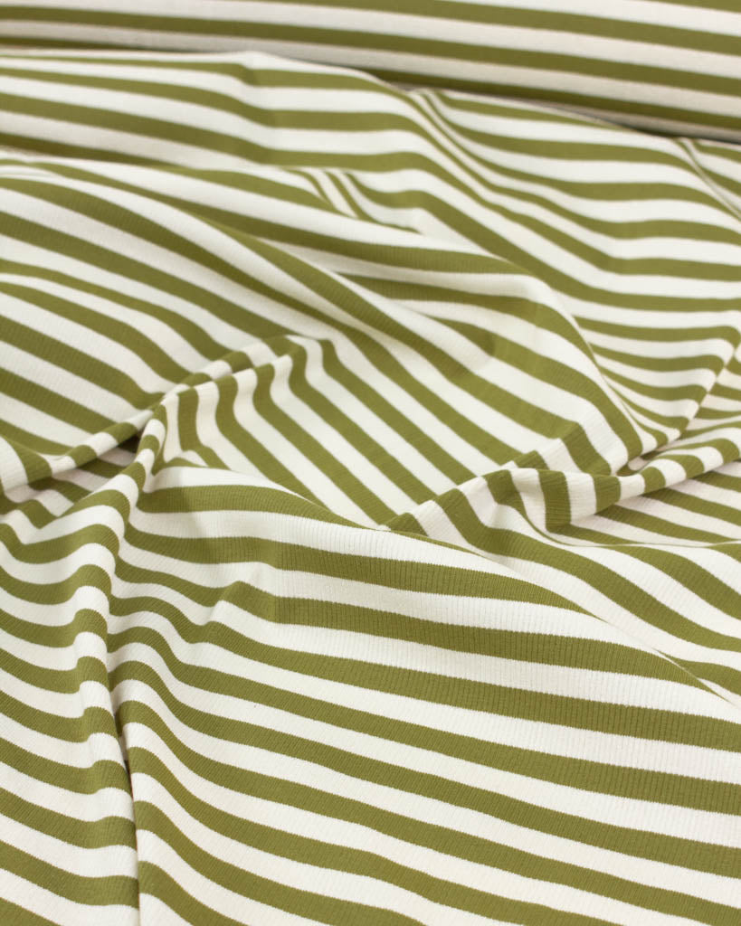 Macaron Ribbed Cotton Jersey Fabric - Pistachio