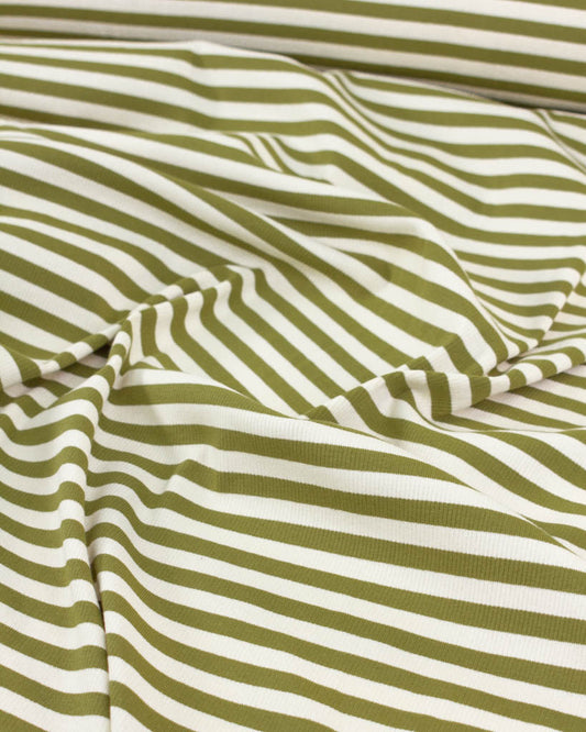 Macaron Ribbed Cotton Jersey Fabric - Pistachio
