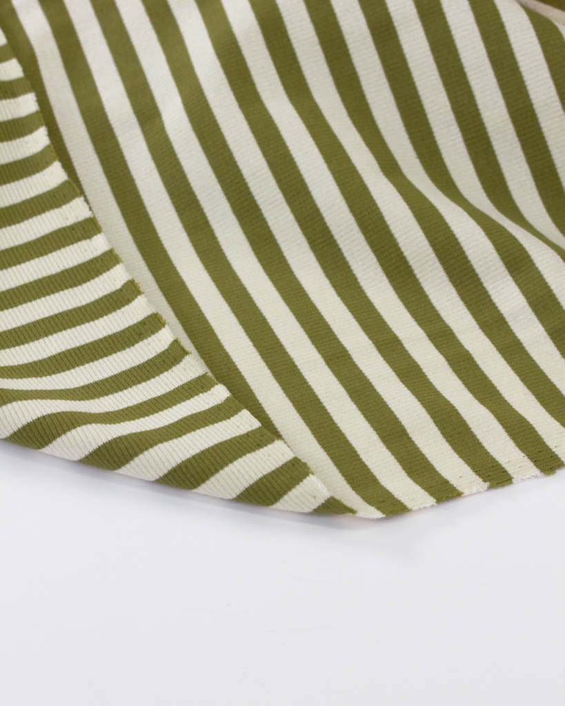 Macaron Ribbed Cotton Jersey Fabric - Pistachio