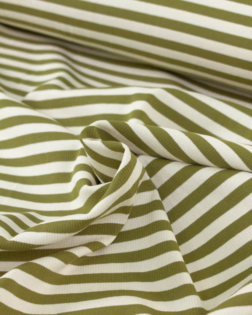 Macaron Ribbed Cotton Jersey Fabric - Pistachio