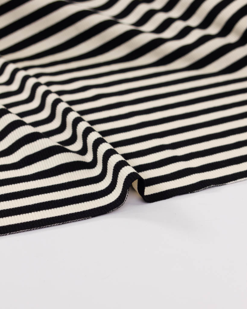 Macaron Ribbed Cotton Jersey Fabric - Liquorice