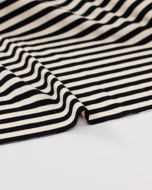 Macaron Ribbed Cotton Jersey Fabric - Liquorice