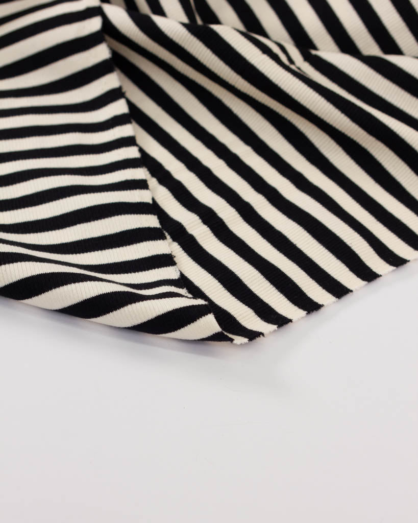 Macaron Ribbed Cotton Jersey Fabric - Liquorice