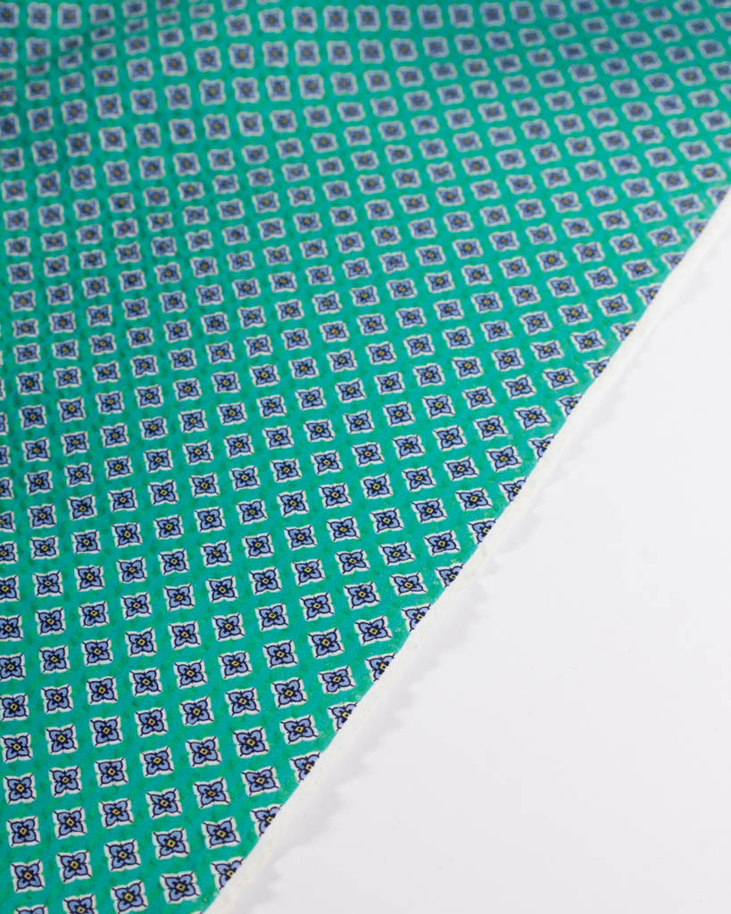 Posy Cotton Seersucker Fabric - Jade Petal