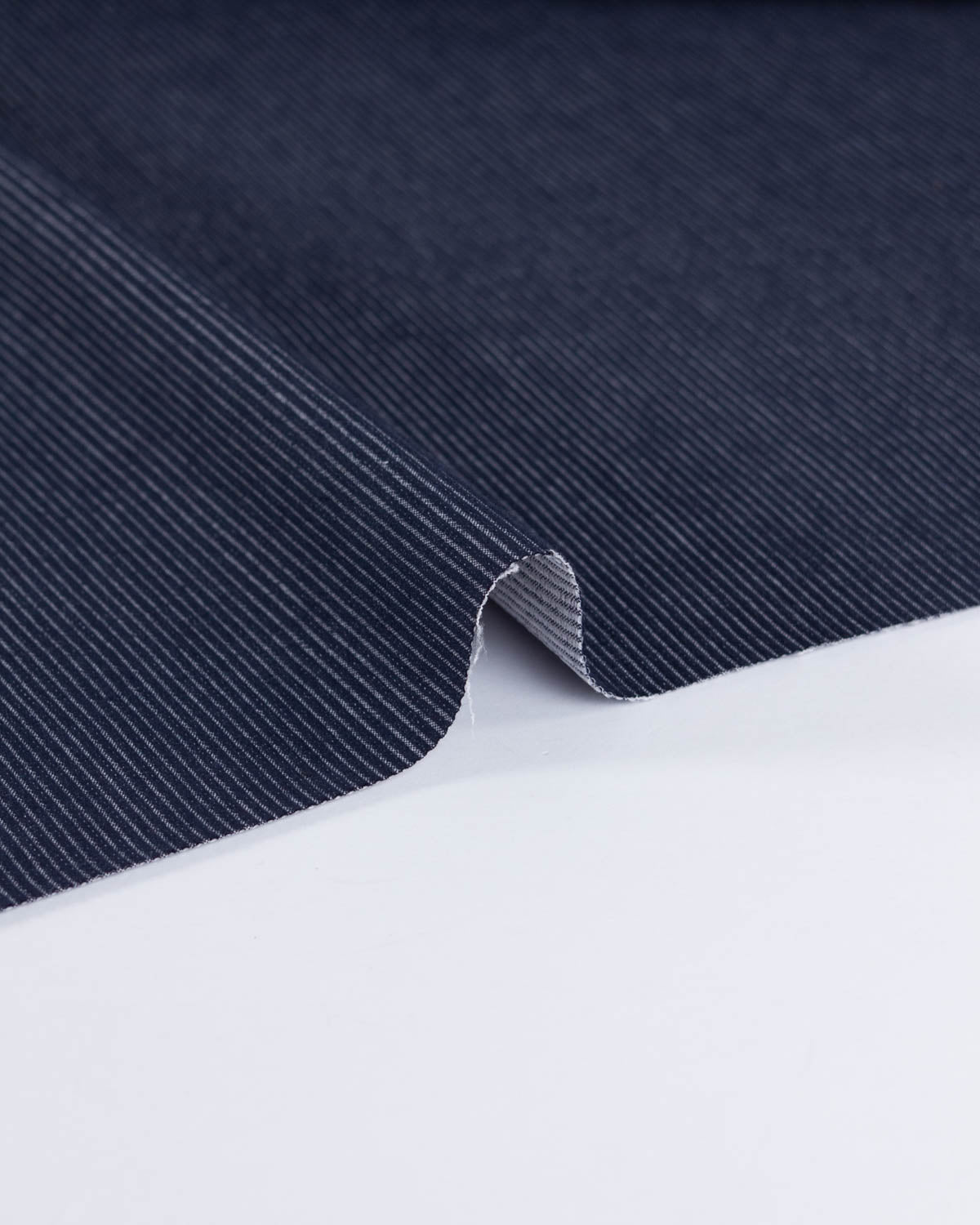 Corded Stripe Stretch Denim Fabric - Indigo